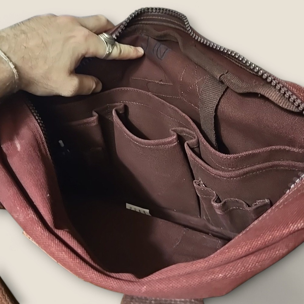 VTG Lands End Briefcase Maroon Canvas Leather Patch DLC Monogram MADE IN USA GUC - Picture 5 of 11